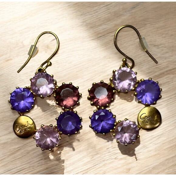 Y2K Coach Daphne 1941 Gemstone Floral Drop Earrings - Picture 1 of 5